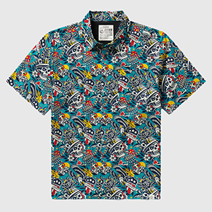 Сорочка Zero Foxtrot Liberty Skull Surf Shirt | Teal